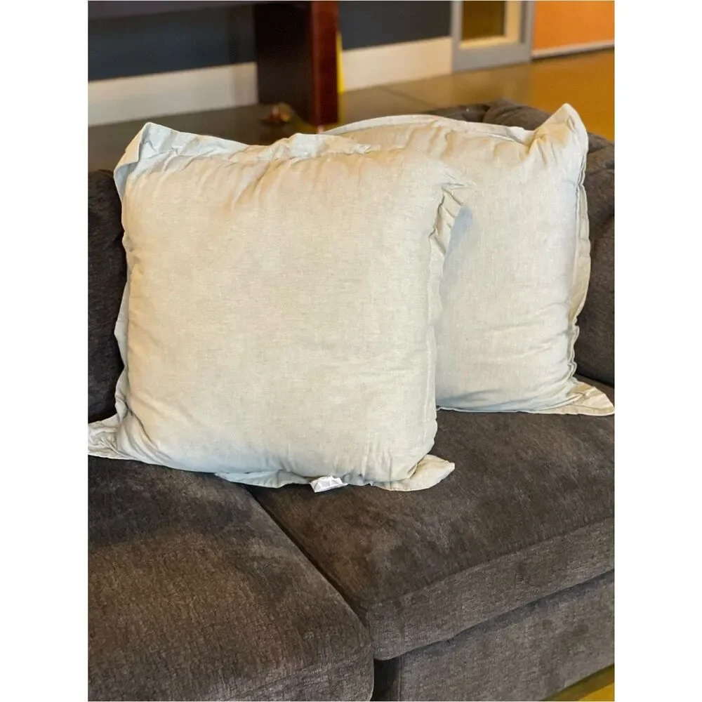 Threshold Light Green Chambray Euro Decorative Linen Throw Pillows - Set of 2